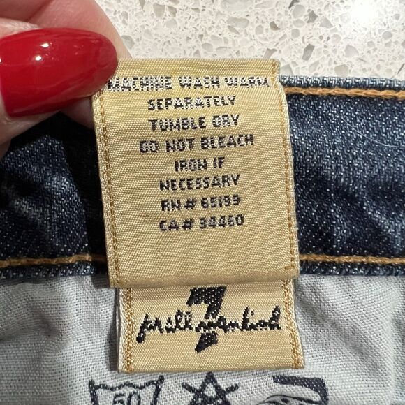 Vtg 7 For All Mankind 7FAM Size 28 Jeans Boy Cut Button Fly Low Rise Stretch - Picture 10 of 13
